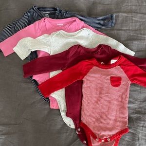 Lot of 5 3-6 month long-sleeve baby onesies